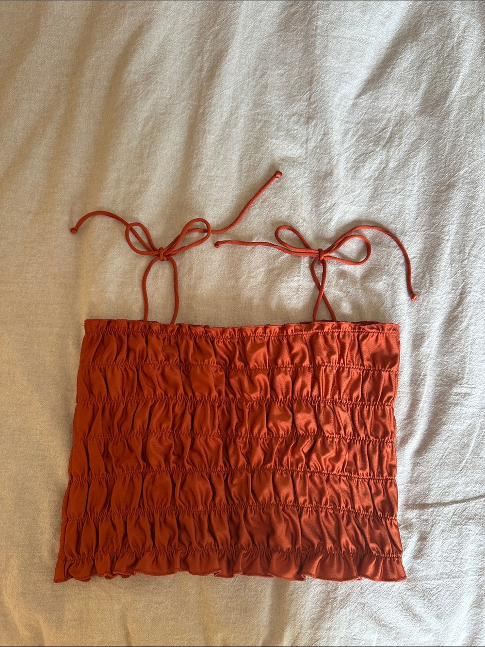 Urban outfitters Smocked Cropped Tank Top in Rust Red